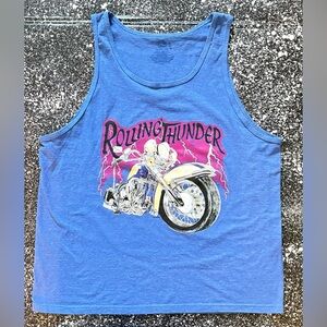 Rolling Thunder Graphic Biker Tank Top Men’s Size XL Blue